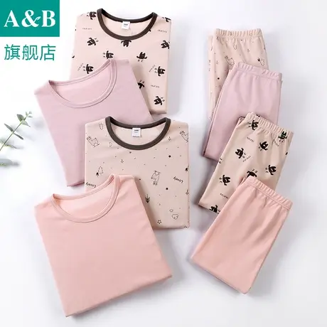 ab内衣女童保暖套装纯棉印花舒适透气儿童圆领宝宝秋衣秋裤Q516图片