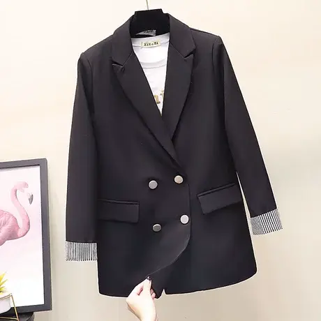 黑色小西装2023春款女装外套韩版大码显瘦英伦风小西服设计感小众商品大图