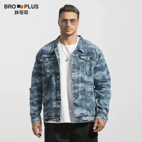 胖哥哥大码男装牛仔外套男加肥加大宽松时尚潮流复古夹克春季新款商品大图