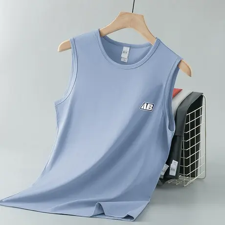 莫代尔背心男夏季薄款运动篮球跨栏冰丝凉感速干坎肩健身无袖t恤图片