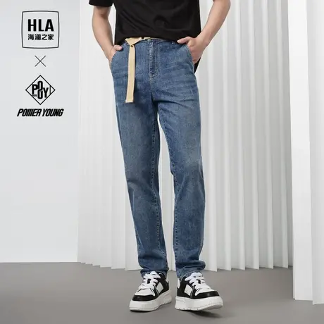 HLA/海澜之家POWER YOUNG宽松锥形凉感牛仔裤春夏新款弹力裤子男图片