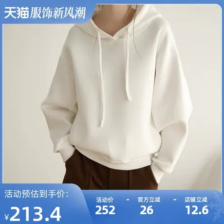 2023春秋新款连帽套头卫衣女oversize宽松上衣女休闲设计感ins潮商品大图