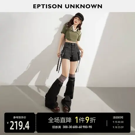 EPTISON牛仔短裤女2023夏季新款直筒复古辣妹黑色高街热裤超短裤图片