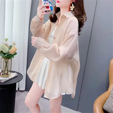 设计感后背开叉防晒衬衫女夏季2023新款宽松轻薄透气百搭开衫外套图片