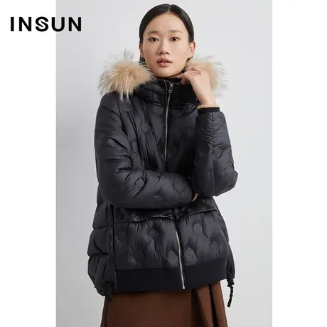 INSUN恩裳线上专选冬季直充绒毛领鸭绒羽绒服图片