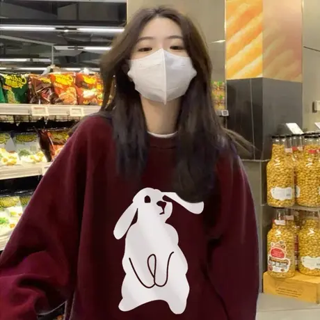 美式卫衣女2023新款爆款秋冬宽松韩版设计感秋冬上衣加绒外套冬季商品大图