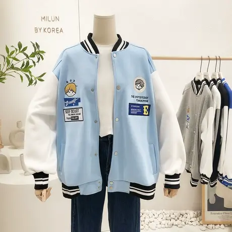ins原宿风港味宽松外套开衫2022春季款韩国东大门上衣学生棒球服商品大图