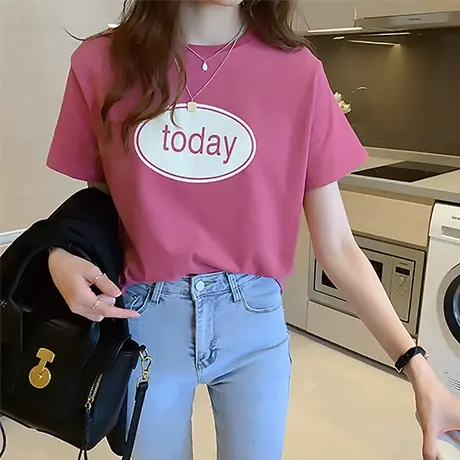 短袖t恤女ins潮网红洋气上衣女2024年新款百搭学生减龄韩版温柔风图片
