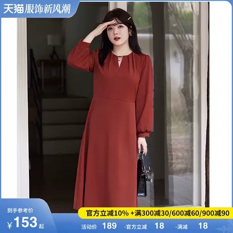 春季新款法式气质小心机复古长裙显瘦大码妹妹收腰垂坠感连衣裙图片