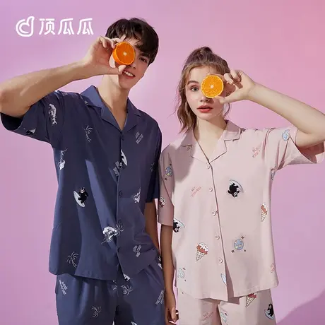 顶瓜瓜夏季情侣睡衣纯棉凉感短袖短裤薄款熊本熊可外穿家居服套装商品大图