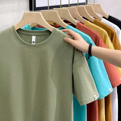 纯色t恤男短袖夏季潮流宽松简约男装半袖体恤上衣男士打底衫内搭商品大图