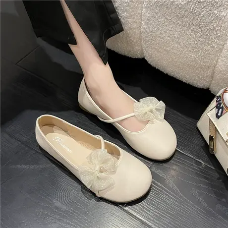2024年春季新款网红浅口平底晚晚鞋温柔配裙子蝴蝶结单鞋女仙女风商品大图