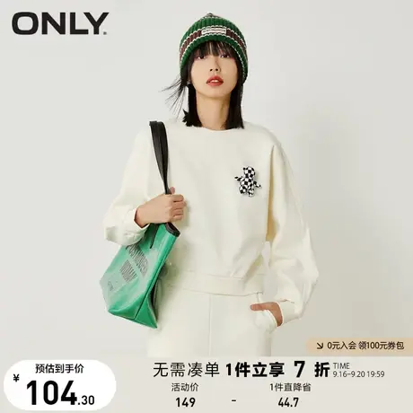 ONLY奥莱夏季 短款圆领套头纯色百搭蝙蝠袖卫衣女图片