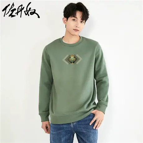 佐丹奴卫衣男装厚实加绒印花圆领套头卫衣 61093229商品大图