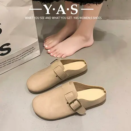 勃肯包头拖鞋女外穿半托2024春秋季韩版复古大头丑萌百搭软木底鞋图片