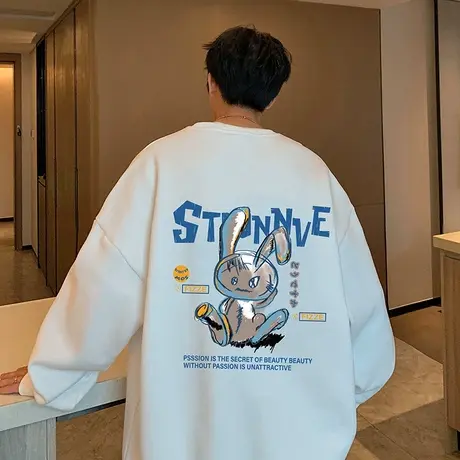 2023新款美式卫衣男秋冬季长袖oversize小众高街无帽外套ins潮牌商品大图