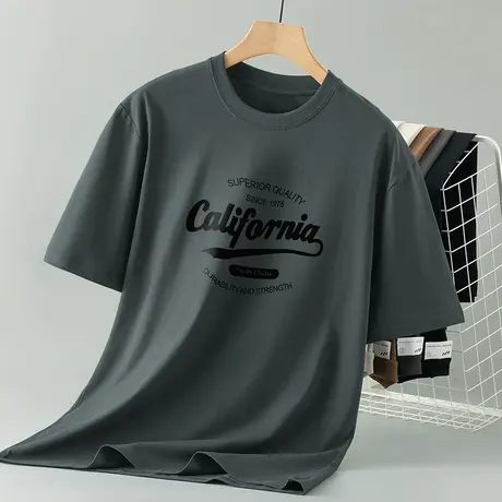 260g重磅纯棉短袖t恤男潮牌潮流印花圆领上衣服夏季全棉体恤半袖图片