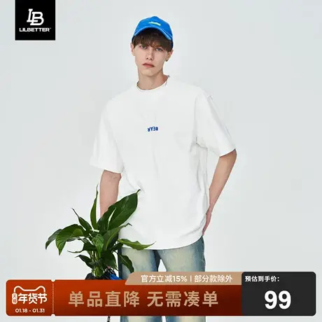 Lilbetter短袖t恤2024夏季美式半截袖圆领五分袖宽松简约打底衫潮商品大图