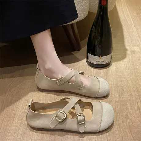 玛丽珍女鞋子2024新款春秋浅口单鞋配裙子复古小众设计感休闲鞋子商品大图