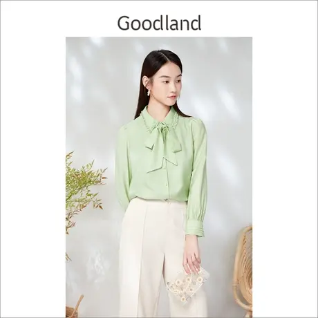 【百亿补贴官方直播】[醋酸]音儿美地女装飘带设计感衬衫上衣商品大图