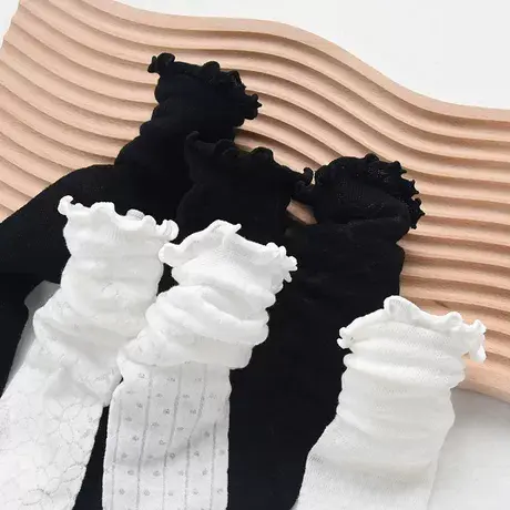 夏天穿的袜子白色JK女中筒袜百搭网眼日系可爱蕾丝春夏薄款堆堆袜商品大图