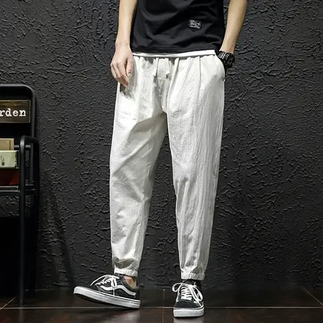 夏季男士休闲裤宽松加肥加大码束脚运动裤九分哈伦裤韩版潮流胖子商品大图