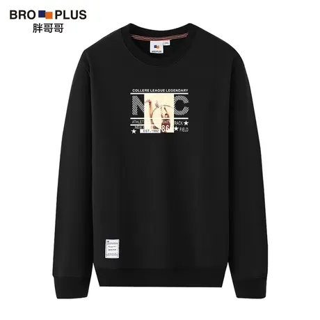 胖哥哥大码卫衣男装加肥加大篮球印花休闲宽松套头加绒打底衫上衣商品大图