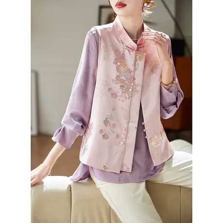 宝诗黎【新品价278元】新中式亮丝提花马甲外套HQ0600图片