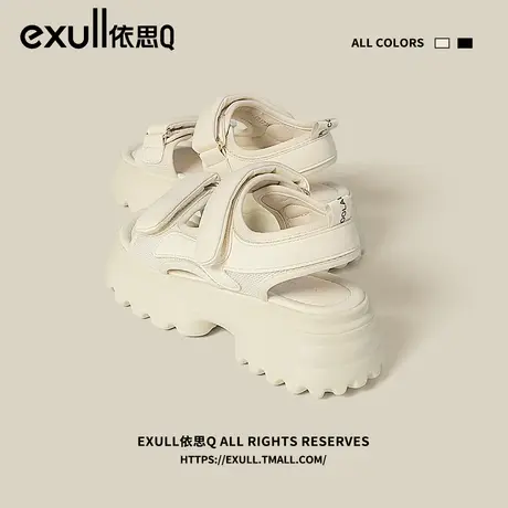 依思q老爹凉鞋女款2024年夏季新款厚底休闲运动魔术贴松糕女鞋潮商品大图