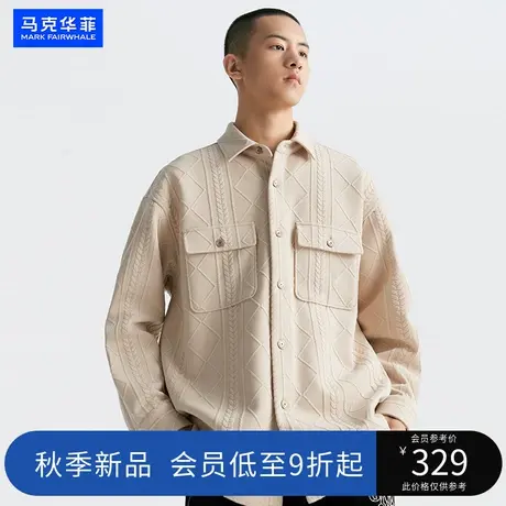 马克华菲小众感针织麻花2023秋季新款长袖男衬衫微阔版型休闲潮流图片