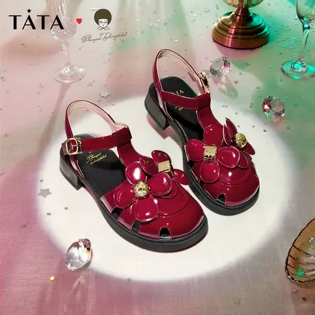 百补直播Tata他她夏方跟包头罗马凉鞋休闲女鞋新款百搭YQL01BH2商品大图