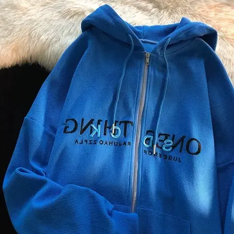 连帽卫衣女2022春秋小个子宽松韩版ins超火上衣bf慵懒风开衫外套商品大图