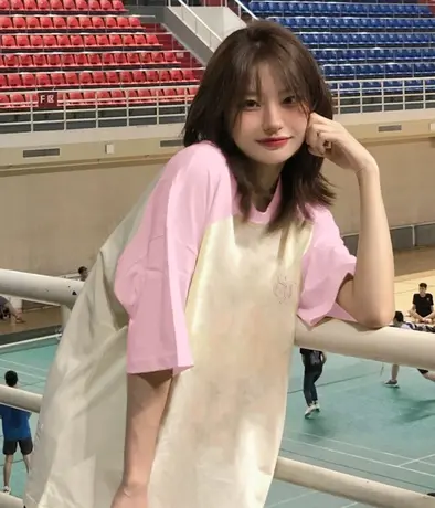 刺绣字母插肩袖短袖t恤女纯棉夏潮牌设计感小众美式复古宽松上衣商品大图