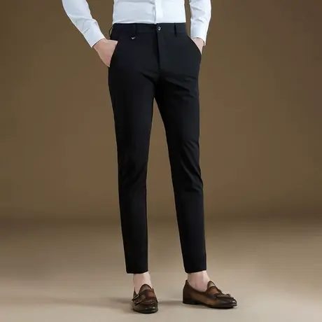 POWO西装裤男士商务休闲裤韩版修身小脚2023夏季新款弹力速干西裤商品大图