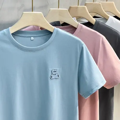 小熊短袖t恤男夏季宽松ins潮流简约情侣装潮牌上衣服男装2023新款图片