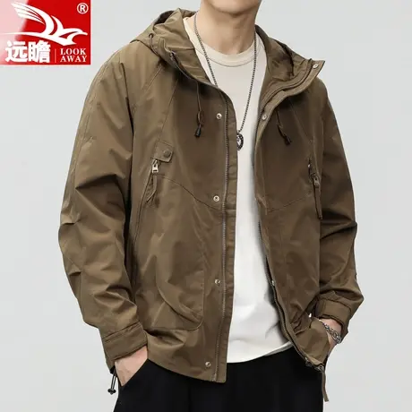 远瞻男士外套春秋季2023新款休闲男装上衣青年潮牌百搭连帽夹克男商品大图
