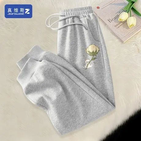 真维斯Z+运动裤女2024早春新款休闲裤春秋灰色裤子小个子九分裤H商品大图