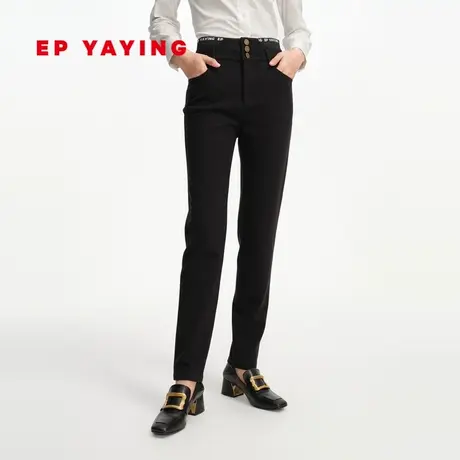 EP YAYING雅莹女装 通勤黑色高腰修身瘦腿铅笔裤 商场同款6412A图片