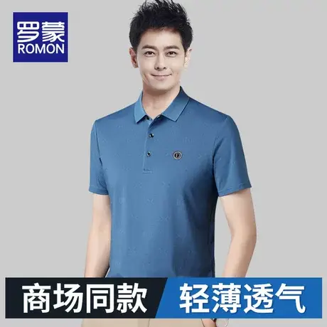 罗蒙夏季男士短袖t恤冰丝翻领简约半袖Polo衫潮流男装上衣服体恤图片