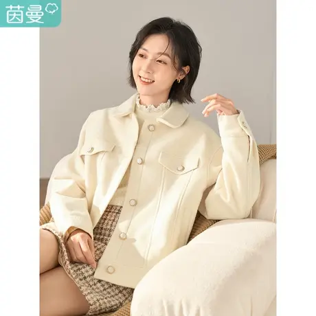 【商场同款】茵曼冬女装新款宽松夹克微落肩长袖短款外套上衣图片