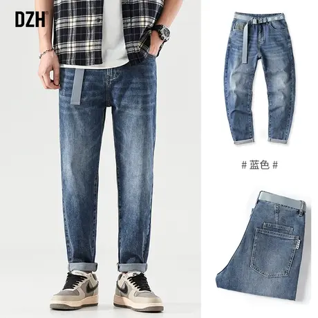男士美式牛仔裤男款秋季水洗做旧长裤高街潮牌裤子男锥形裤小脚裤商品大图