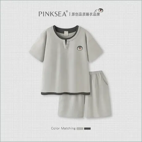 Pinksea莫代尔男士睡衣夏季夏款短袖短裤家居服男款薄款宽松套装商品大图