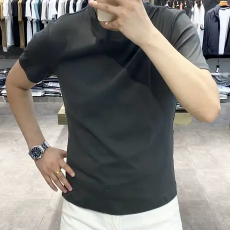 2025夏季新款男士纯色短袖T恤多色可选个性夏装上衣服半袖体恤衫商品大图
