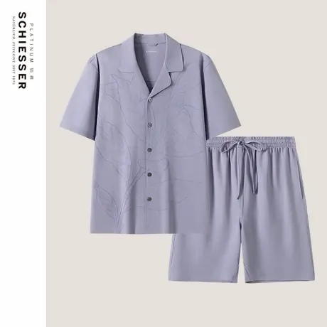 【商场同款】舒雅铂雅25年夏季新品男士凉感布棉质睡衣家居服套装图片