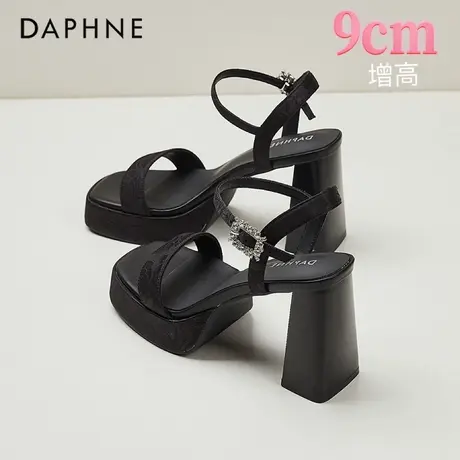达芙妮9CM粗跟一字带国风凉鞋女2025夏季小个子时装高跟鞋配裙子图片