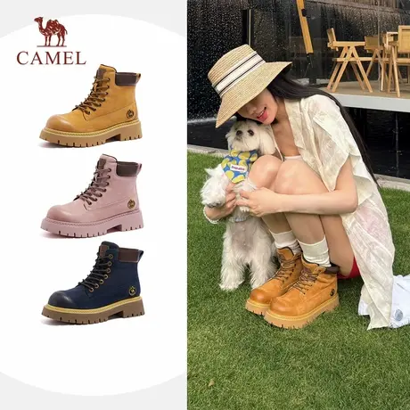 骆驼山越骑士靴2025秋季新款工装靴厚底大黄靴英伦风马丁靴登山靴商品大图