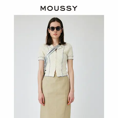 MOUSSY 日系慵懒风肌理感拉链翻领修身休闲衬衫女010GS780-1240商品大图