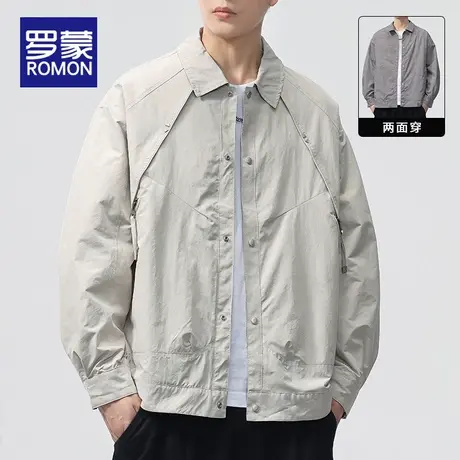罗蒙冲锋衣外套男2025春秋季宽松连帽衣服休闲夹克男士工装上衣服图片