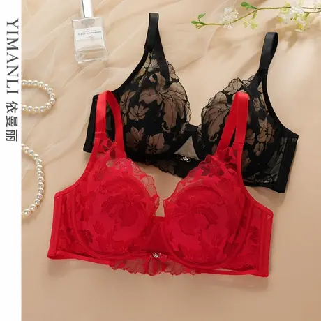 依曼丽软钢圈性感大胸显小收副乳防下垂兔耳杯文胸罩女内衣商品大图