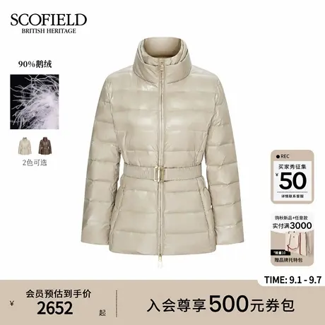 【90%鹅绒】Scofield女装时尚亮面羽绒服立领拼接2025冬季新品图片